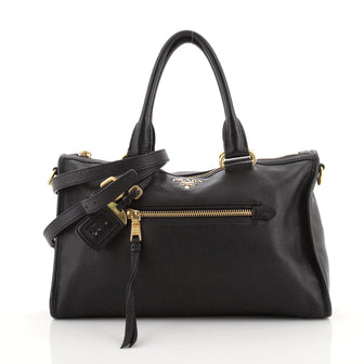 Prada Front Zip Convertible Satchel Vitello Daino Medium