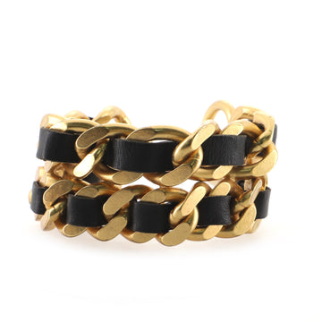 Chanel Double Chain Bracelet Metal and Leather