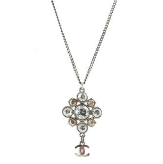 Chanel CC Cluster Pendant Necklace Crystal Embellished Metal