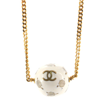Chanel Vintage CC Ball Pendant Necklace Metal and Enamel