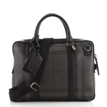 Burberry Newburg Briefcase Smoked Check Coated Canvas Medium