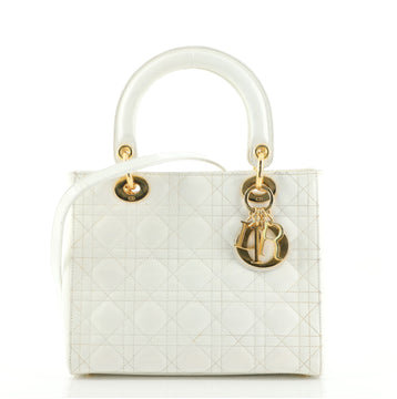 Christian Dior Vintage Lady Dior Bag Cannage Quilt Patent Medium