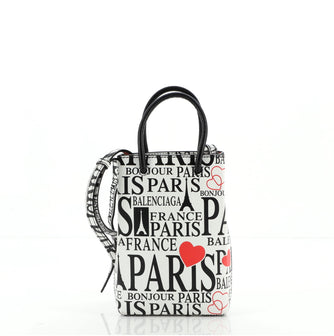 Balenciaga Shopping Phone Holder Printed Leather