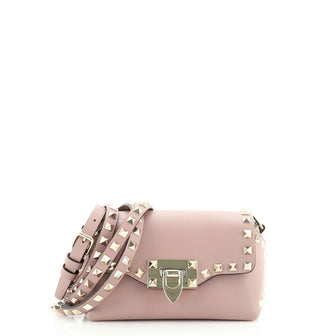 Valentino Rockstud Flip Lock Flap Bag Leather Micro