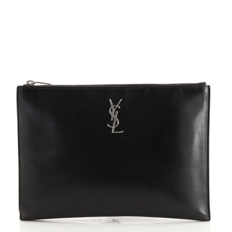 Saint Laurent Classic Monogram Zip Pouch Leather Small