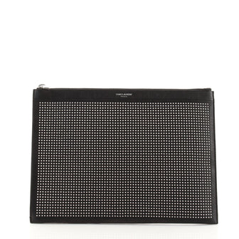 Saint Laurent Zip Pouch Studded Leather Medium