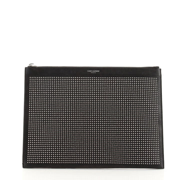 Saint Laurent Zip Pouch Studded Leather Medium