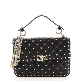 Valentino Rockstud Spike Flap Bag Quilted Leather Medium