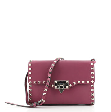 Valentino Rockstud Flip Lock Flap Bag Leather Medium