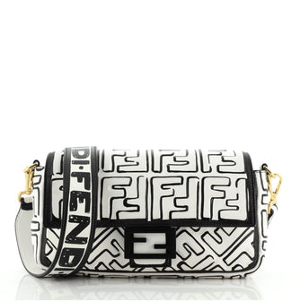 Fendi Baguette NM Bag Zucca Embossed Leather Medium