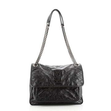 Saint Laurent Niki Chain Flap Bag Matelasse Chevron Leather Medium