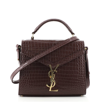 Saint Laurent Cassandra Top Handle Bag Crocodile Embossed Leather Mini