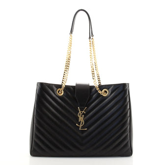 Saint Laurent Classic Monogram Shopper Matelasse Chevron Leather Large