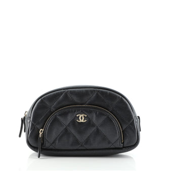 Chanel CC Front Pocket Cosmetic Pouch Quilted Iridescent Lambskin