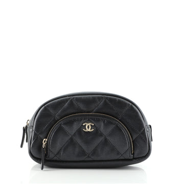 Chanel CC Front Pocket Cosmetic Pouch Quilted Iridescent Lambskin