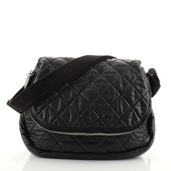 Chanel Expandable Flap Messenger Quilted Aged Calfskin Large