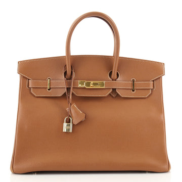 Hermes Birkin Handbag Brown Courchevel with Gold Hardware 35