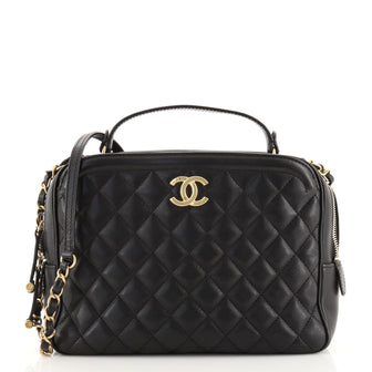 Chanel CC Top Handle Vanity Case Quilted Calfskin Medium