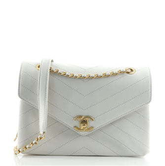 Chanel Envelope Compartment Flap Bag Chevron Calfskin Medium
