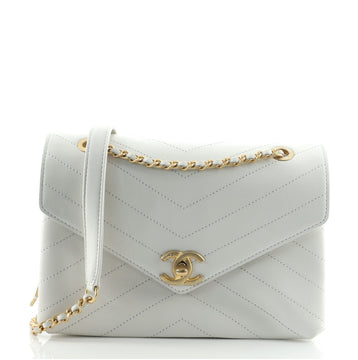 Chanel Envelope Compartment Flap Bag Chevron Calfskin Medium