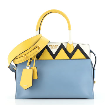 Prada Esplanade Tote Greca Saffiano with City Calf Medium