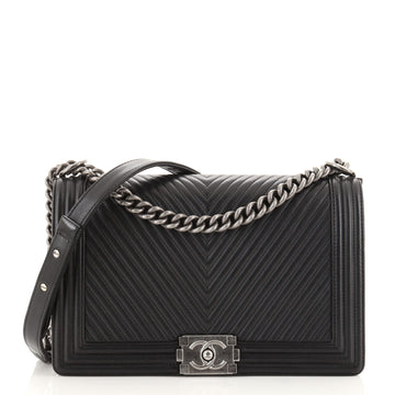 Chanel Boy Flap Bag Chevron Calfskin Old Medium