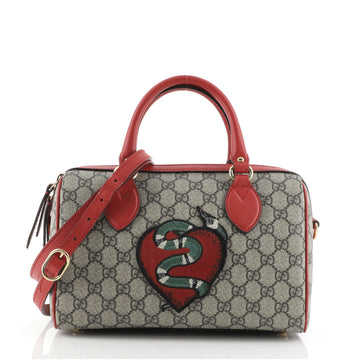 Gucci Convertible Boston Bag Embroidered GG Coated Canvas Small
