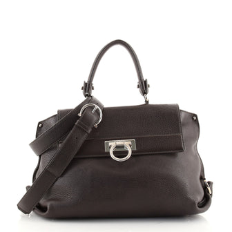 Salvatore Ferragamo Sofia Satchel Pebbled Leather Medium