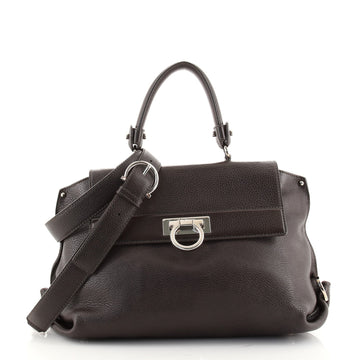 Salvatore Ferragamo Sofia Satchel Pebbled Leather Medium
