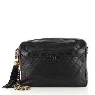 Chanel Vintage Camera Tassel Bag Quilted Leather Large