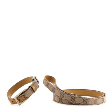 Gucci Dog Collar Lead Leash GG Canvas and Leather
