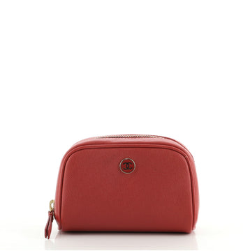 Chanel Vintage CC Button Cosmetic Pouch Leather Mini