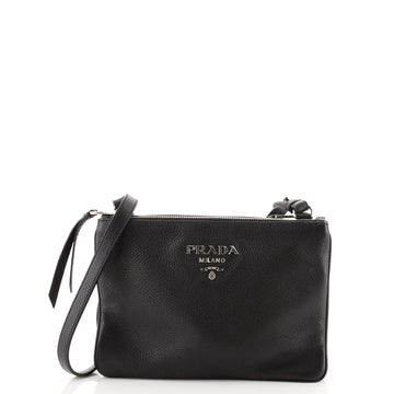 Prada Double Zip Crossbody Bag Vitello Daino Small