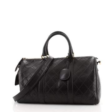 Chanel Vintage Diamond Stitch Boston Bag Quilted Lambskin Medium