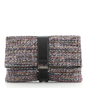 Chanel Grip Clutch Quilted Tweed