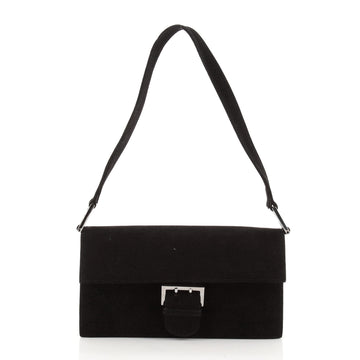 Fendi Vintage Buckle Shoulder Bag Suede Medium