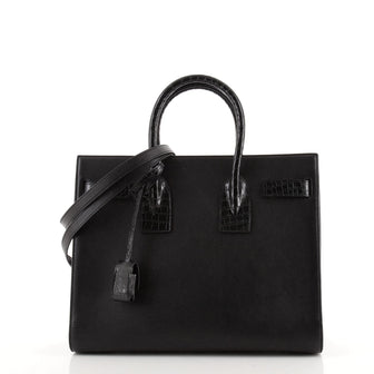 Saint Laurent Sac de Jour NM Bag Leather with Crocodile Embossed Detail Small