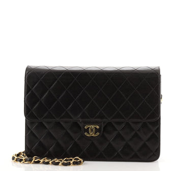 Chanel Vintage Clutch with Chain Quilted Leather Medium