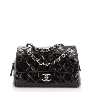 Chanel CC Chain Zip Flap Bag Quilted Patent Small