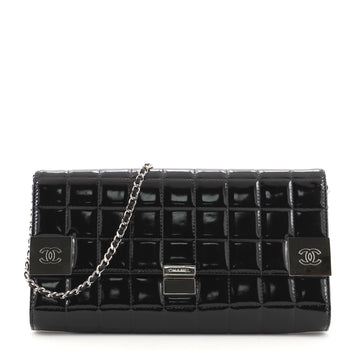 Chanel Chocolate Bar Chain Clutch Quilted Patent