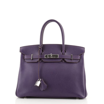 Hermes Birkin Handbag Purple Epsom with Palladium Hardware 30