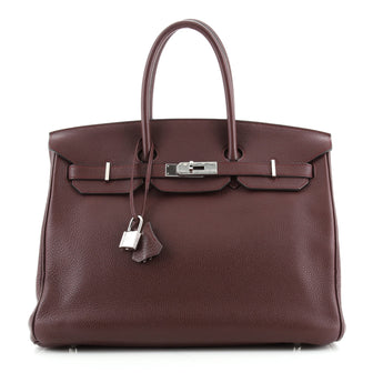 Hermes Birkin Handbag Purple Clemence with Palladium Hardware 35