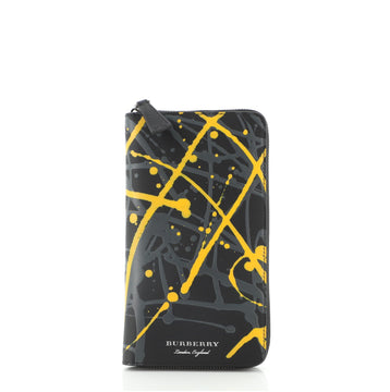 Burberry Zip Around Organizer Wallet Printed Leather Vertical