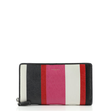 Balenciaga Bazar Zip Around Wallet Striped Leather Long