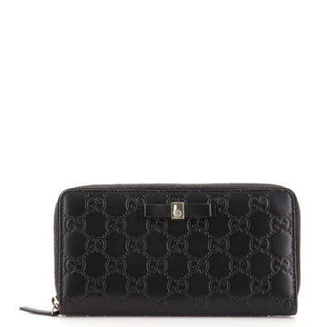 Gucci Bow Zip Around Wallet Guccissima Leather Long