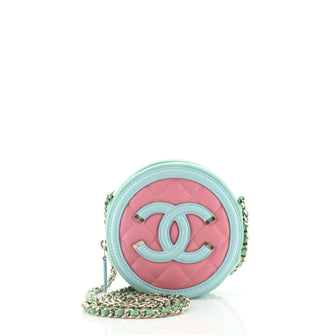 Chanel Filigree Round Clutch with Chain Quilted Caviar Mini