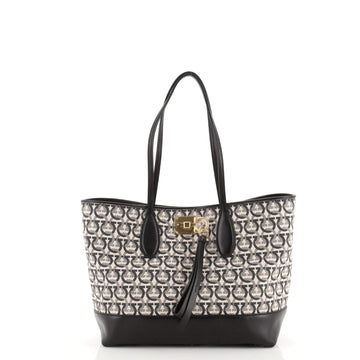 Salvatore Ferragamo Studio Tote Gancini Jacquard with Leather Medium