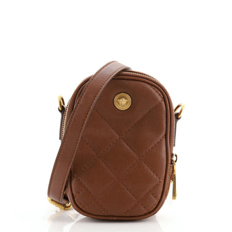 Versace Tribute Zip Crossbody Pouch Quilted Leather Mini