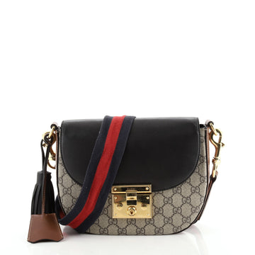 Gucci Padlock Saddle Shoulder Bag GG Coated Canvas and Leather Medium
