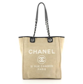 Chanel North South Deauville Tote Canvas Large